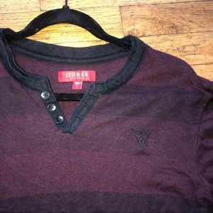 Guess Maroon Striped Shirt